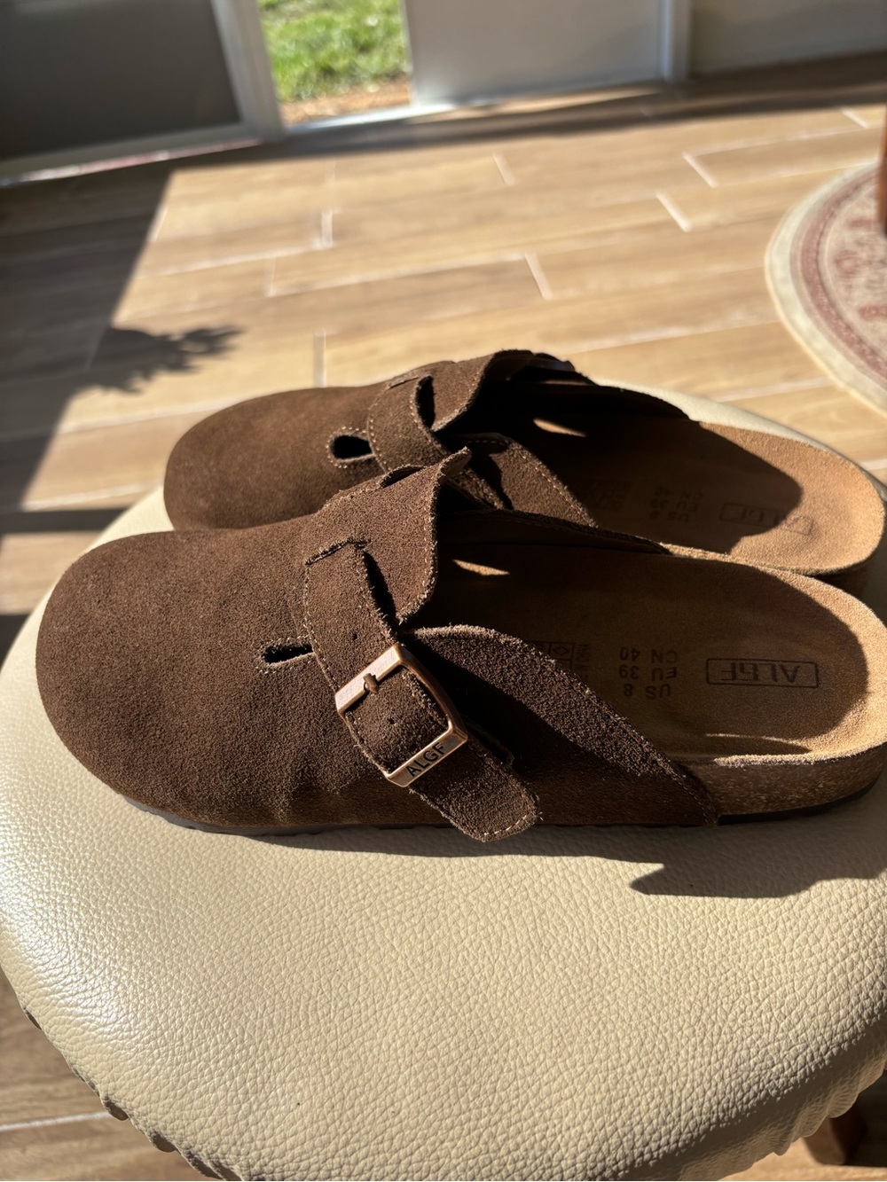 Kids Brown Suede Slip-On Moccasins with Buckle Accent